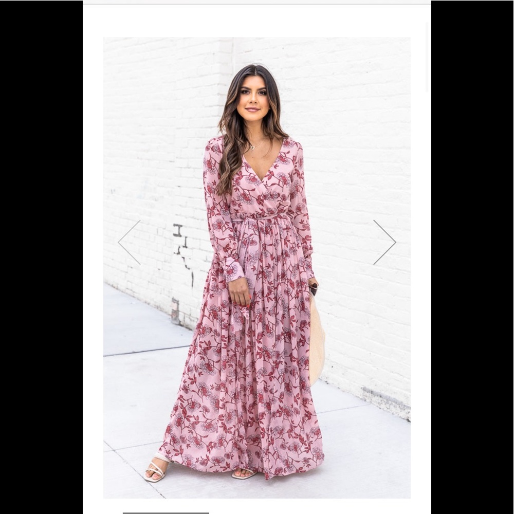 Pink floral maxi dress